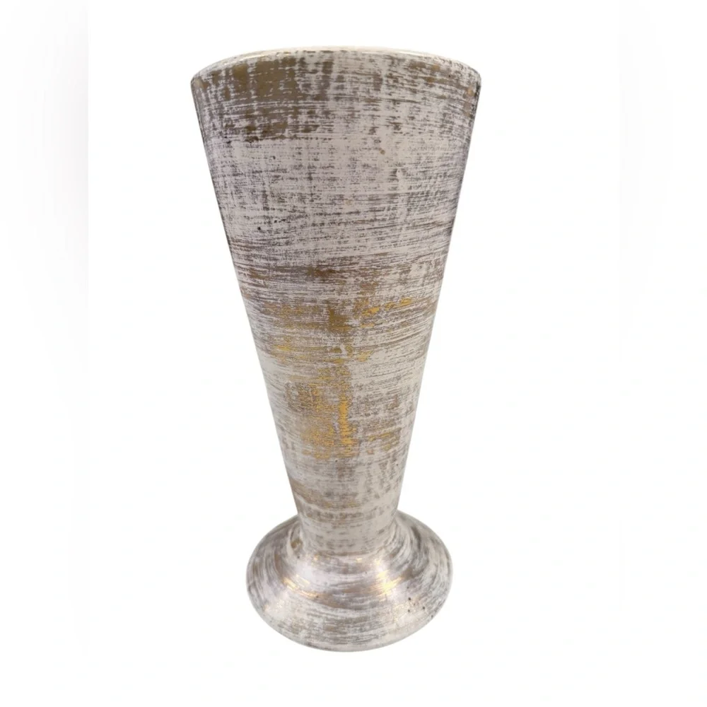 Vintage Cleminson’s Gold Brush Tall Ceramic Vase with 22KT Gold Mid Century MCM